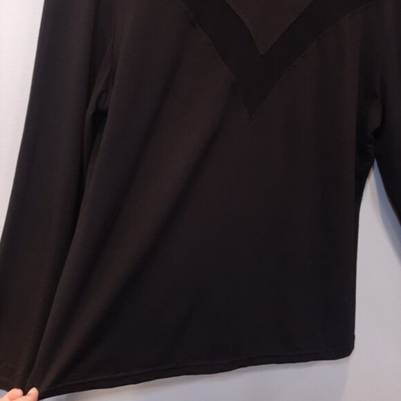 3/$20 SHEIN Mock Neck Fitted Top Sheer Inset Long Sleeve Sexy Black Plus Size 3X - Picture 5 of 9